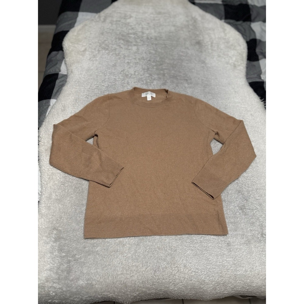 Nordstrom Women's Tan Cashmere Crewneck Pullover Sweater Size Medium Solid